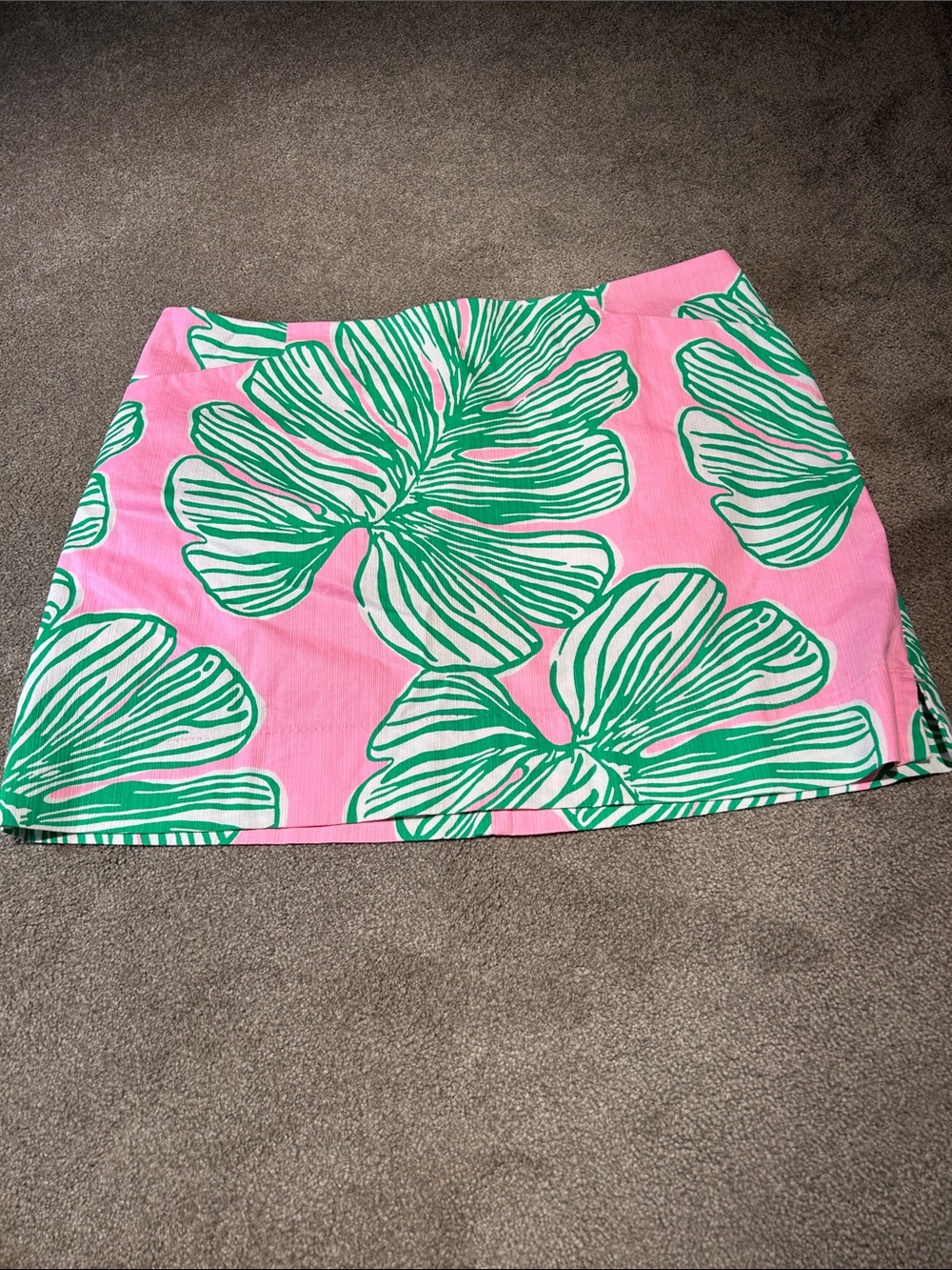 Lilly Pulitzer Pink with Green Leaf-Print Mini Skirt